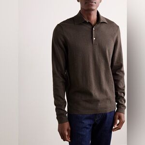 Paul Smith Brown Wool Blend Long Sleeve Soft Polo L